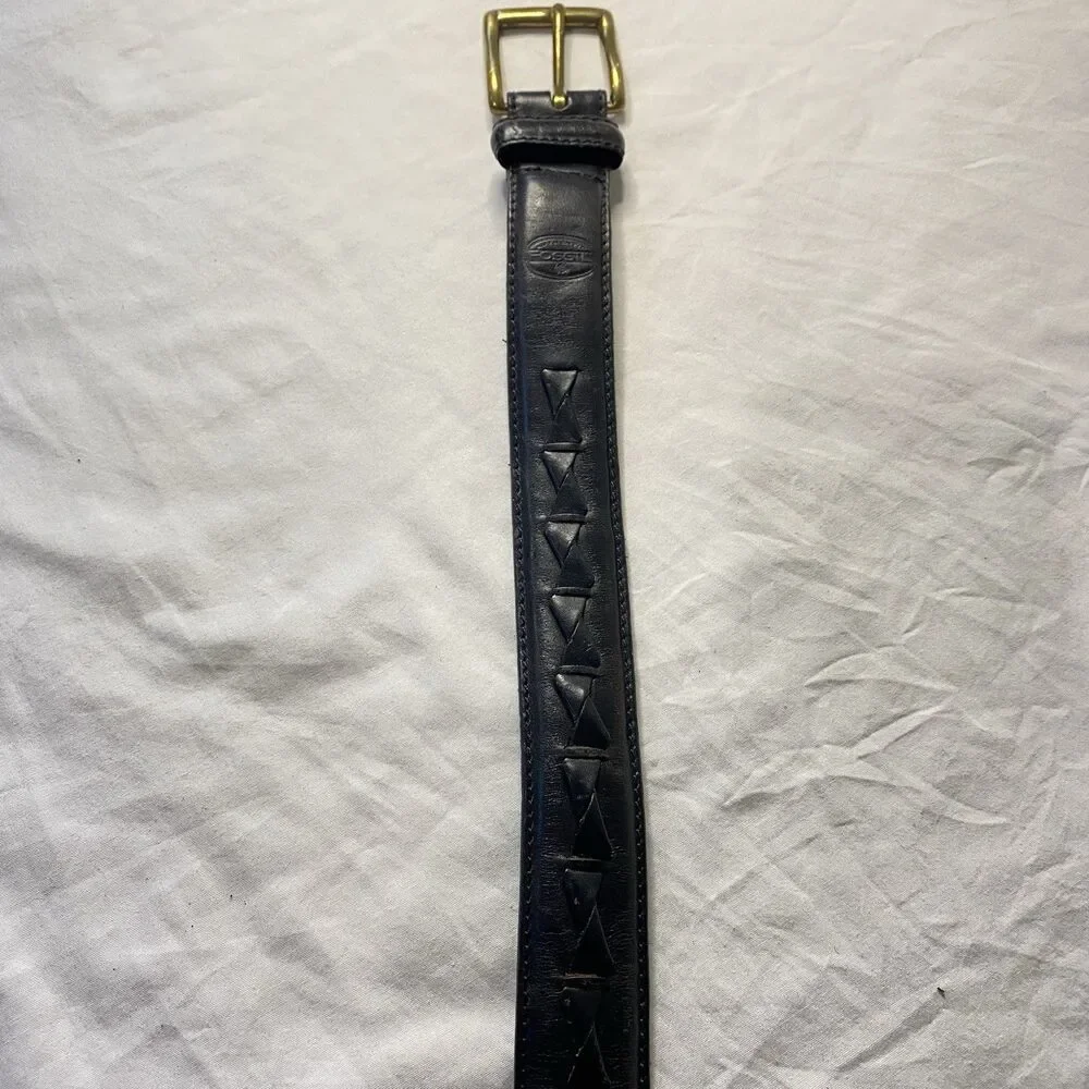 Fossil Men’s Belt Braided Black Leather Brass Buckle dad work